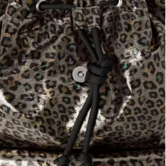 NEW Leopard print backpack shiny shimmer, bookbag, weekender, dance, cheer tween - Picture 3 of 4